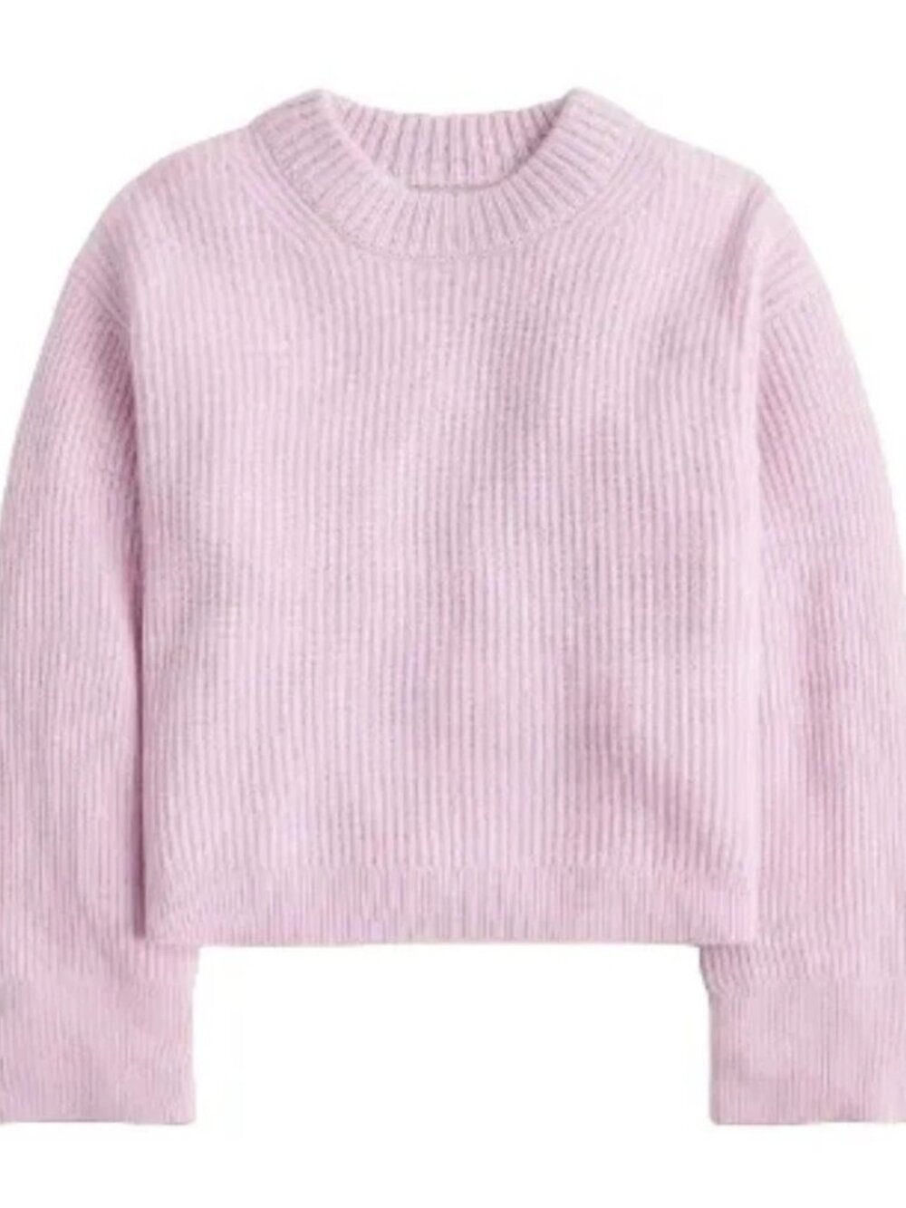 J. Crew Ribbed cashmere cropped crewneck sweater (Frosty Lilac, XXL)